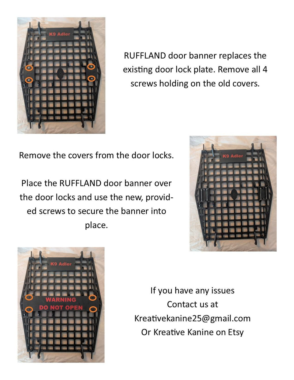 Custom Door Banner and Nameplate Combo for Ruffland Kennel Doors