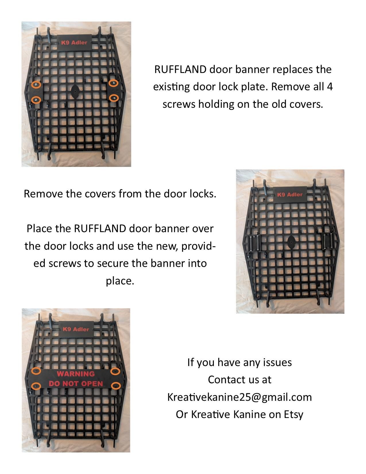 Custom Door Banner and Nameplate Combo for Ruffland Kennel Doors